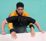 RESCUES, CASUALTY, UNCONSCIOUS, TOW, 3 POOLSIDE SUPPORT
Support the casualty not too tight or too loose 16